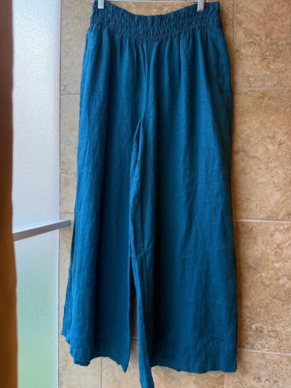 Somerset Linen Pants Anthropologie Pull-on Smocked Elastic Waist Pockets S NWT - Picture 8 of 16